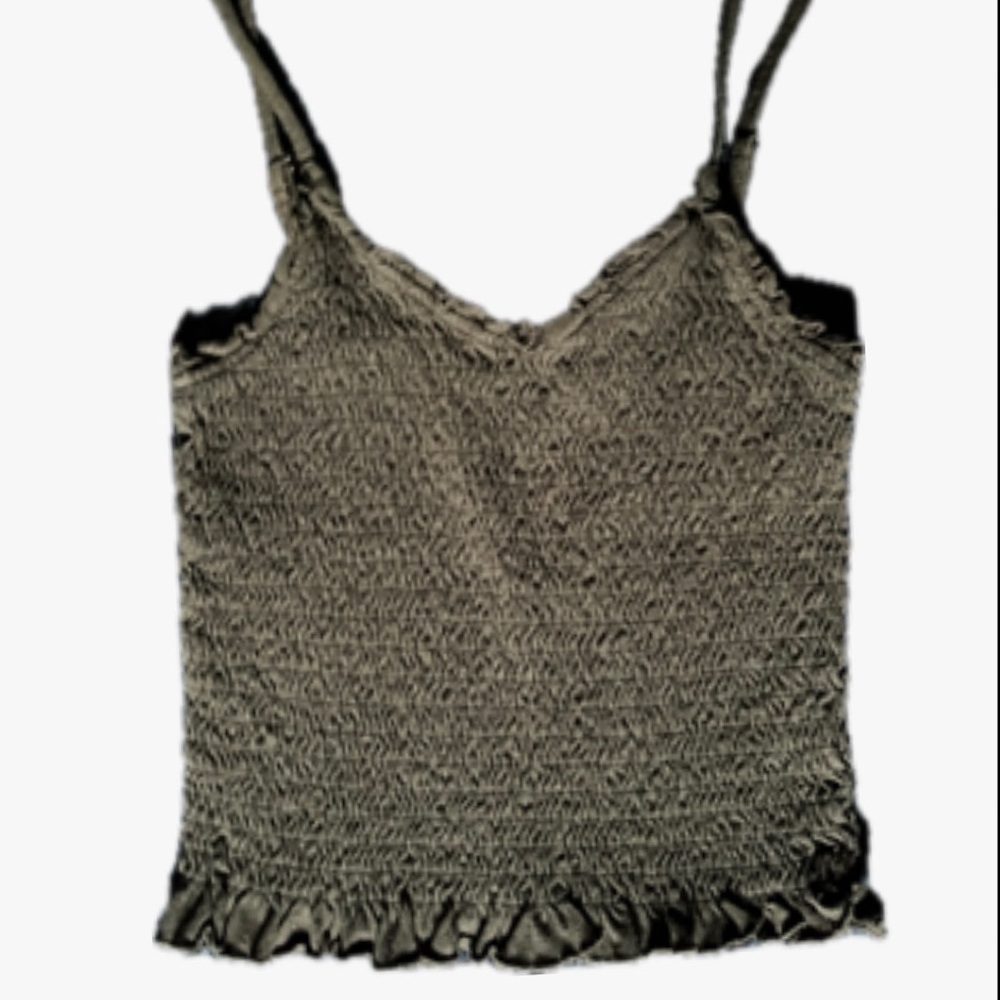 Women's black ribbed cropped tank top